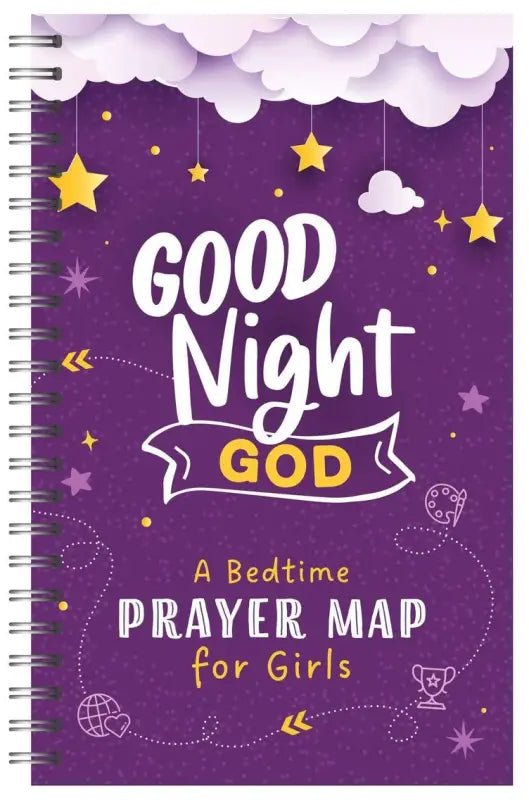 Good Night God: A Bedtime Prayer Map for Girls - Journals purple spiral-bound journal