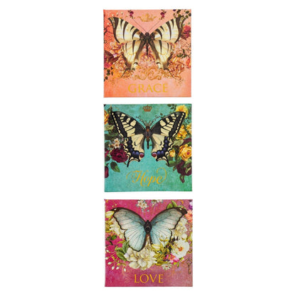Grace, Faith, Love Secret Garden Butterfly Magnet Set | Scripture Magnets | 3