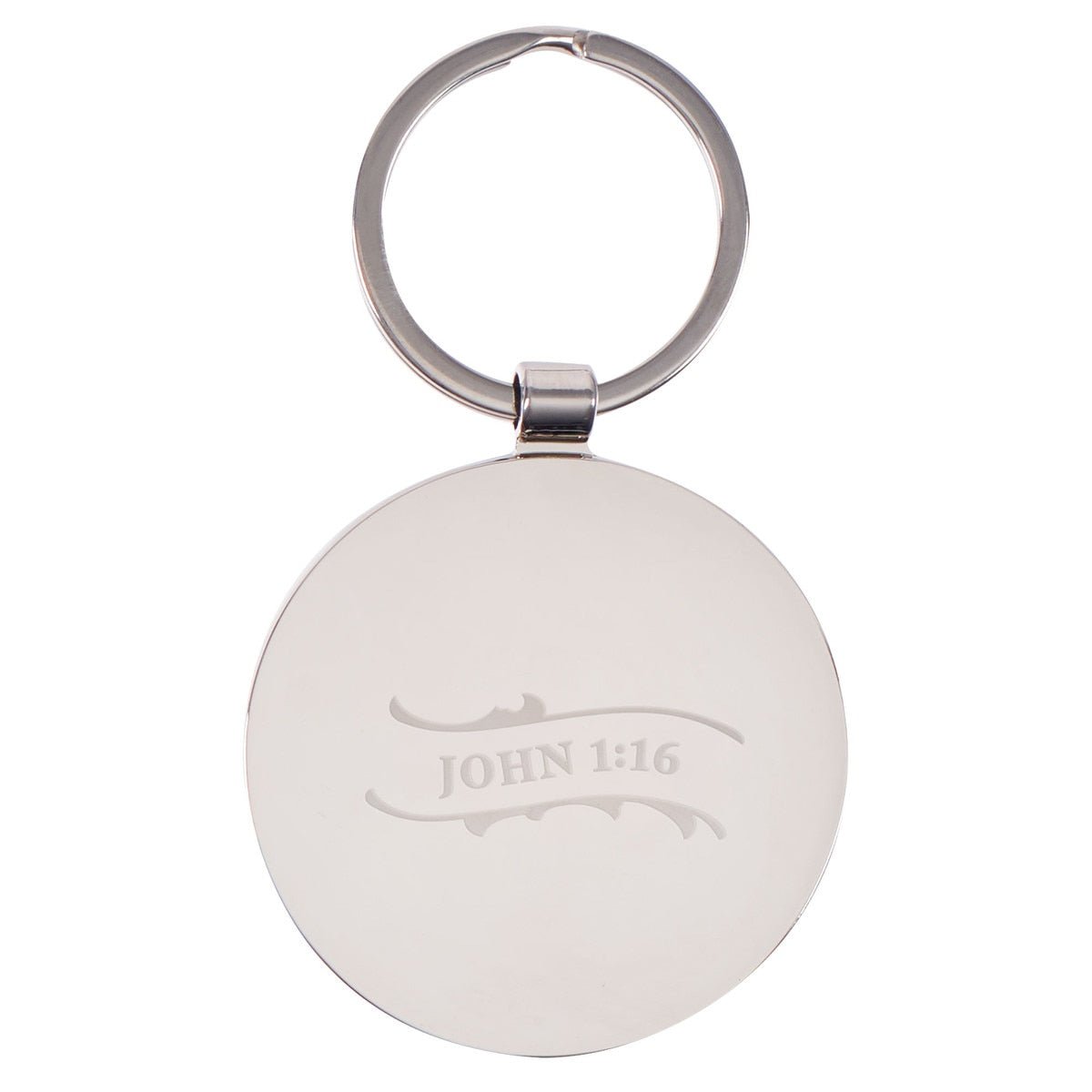 Grace Upon Grace Indigo Rose Gold Metal Epoxy - coated Keychain - John 1:16 | Keychains | 2