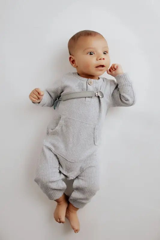 Gray Baby Ribbed Playsuit with pockets by Three Little Tots - Toddler Pajamas