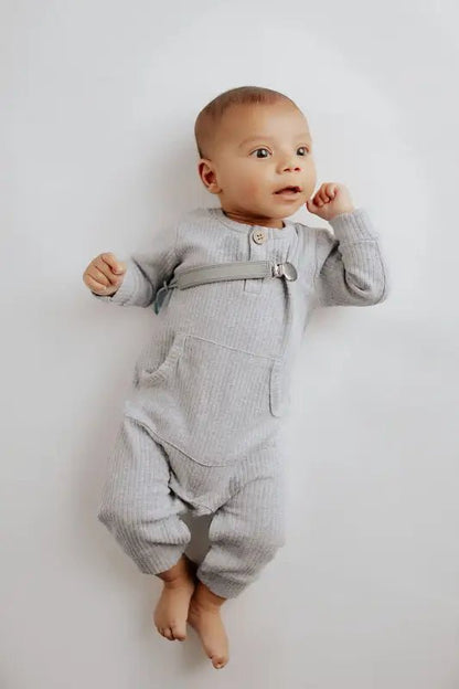 Gray Baby Ribbed Playsuit with pockets by Three Little Tots - Toddler Pajamas
