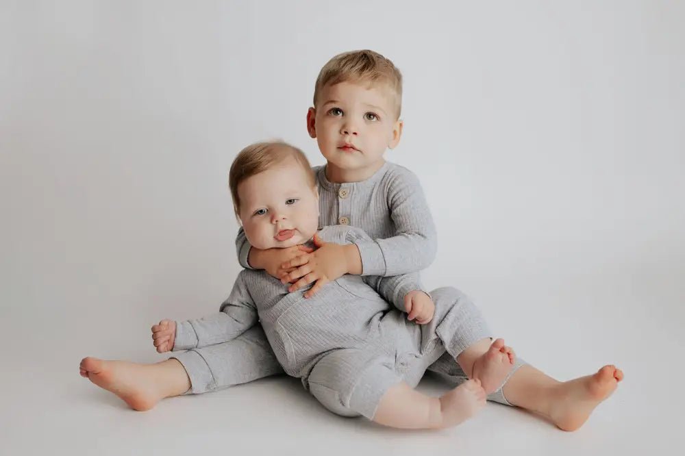 Gray Baby Ribbed Playsuit with pockets by Three Little Tots - Toddler Pajamas