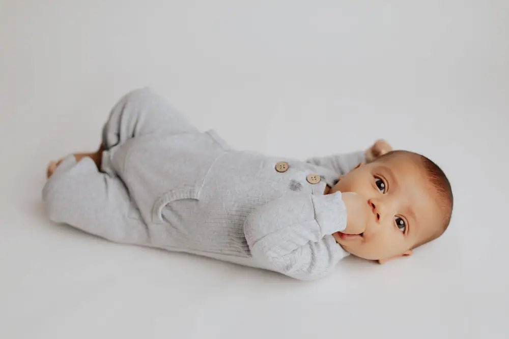 Gray Baby Ribbed Playsuit with pockets by Three Little Tots - Toddler Pajamas
