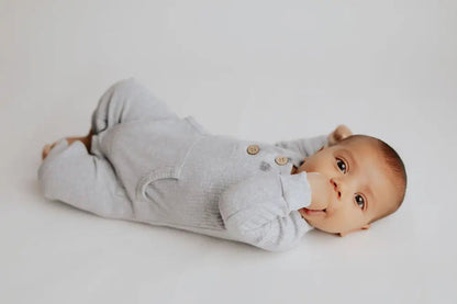 Gray Baby Ribbed Playsuit with pockets by Three Little Tots - Toddler Pajamas