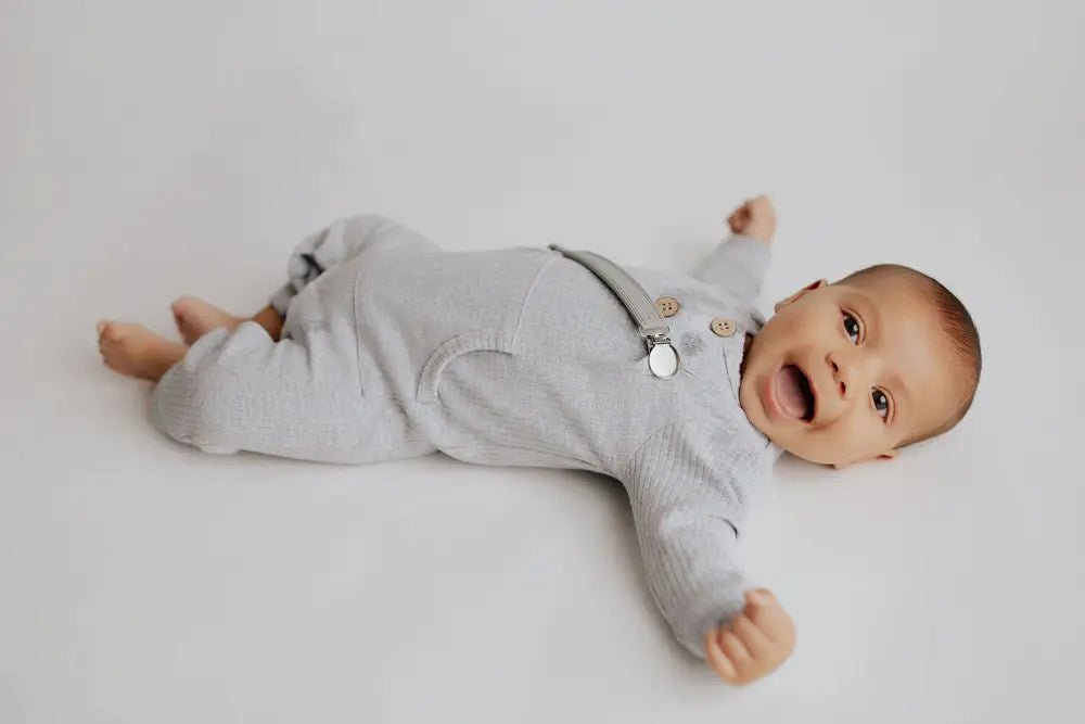 Gray Baby Ribbed Playsuit with pockets by Three Little Tots - Toddler Pajamas