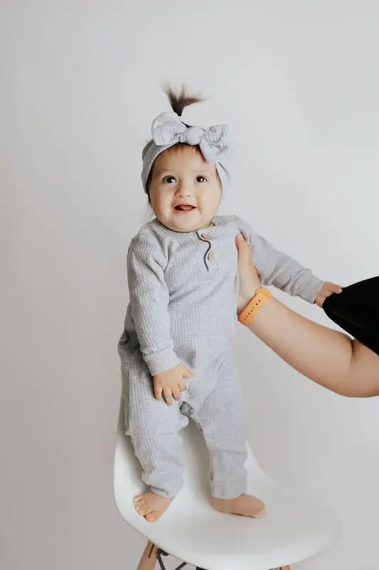 Gray Baby Ribbed Playsuit with pockets by Three Little Tots - Toddler Pajamas