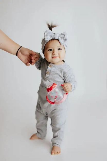 Gray Baby Ribbed Playsuit with pockets by Three Little Tots - Toddler Pajamas