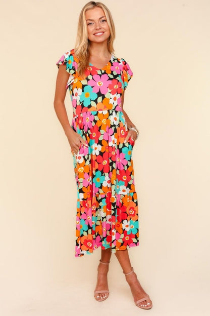 Haptics Floral Midi Dress with Side Pockets | Dresses | 3