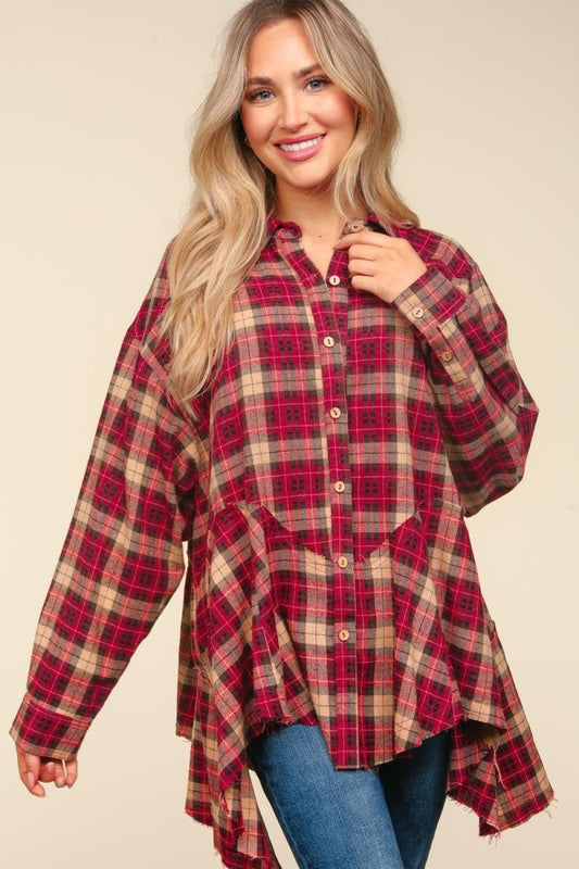 Haptics Plaid Button Down Sharkbite Shirt | Tops | 1