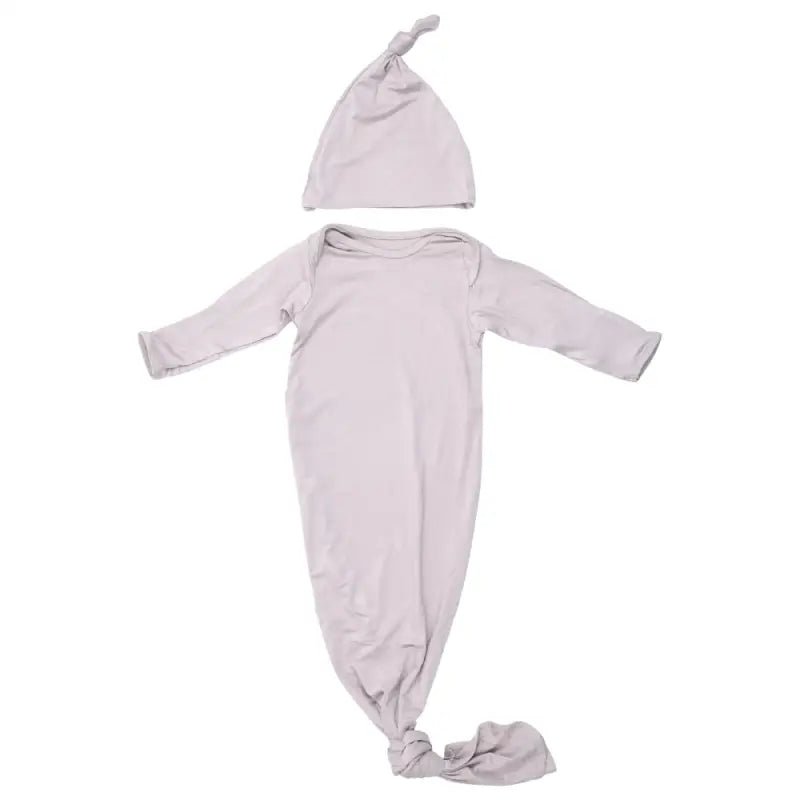 Harbor Mist Neutral Knotted Newborn Baby Gown by Three Little Tots - Unisex Onesies