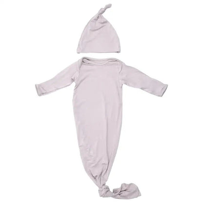 Harbor Mist Neutral Knotted Newborn Baby Gown by Three Little Tots - Unisex Onesies