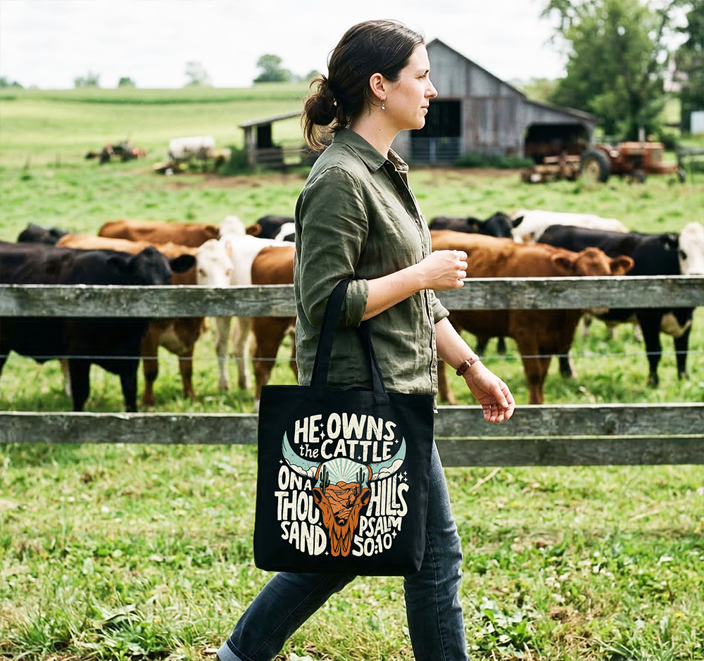 He Owns the Cattle on a Thousand Hills Tote Bag | Bags | 3