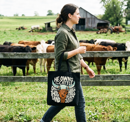 He Owns the Cattle on a Thousand Hills Tote Bag | Bags | 3