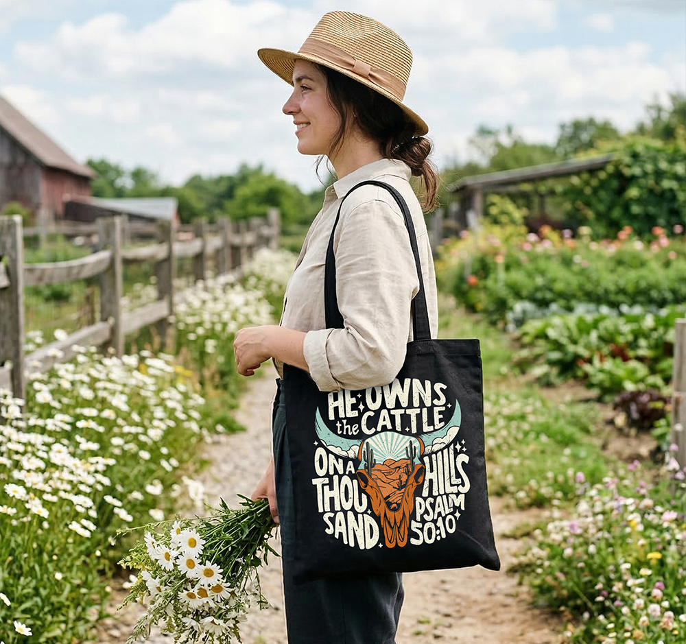 He Owns the Cattle on a Thousand Hills Tote Bag | Bags | 2