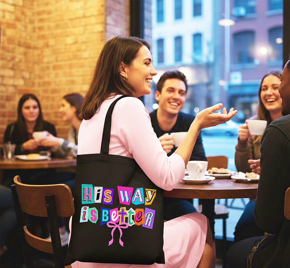 His Way Is Better Christian Retro Canvas Tote Bag | Bags | 3