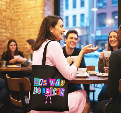 His Way Is Better Christian Retro Canvas Tote Bag | Bags | 3