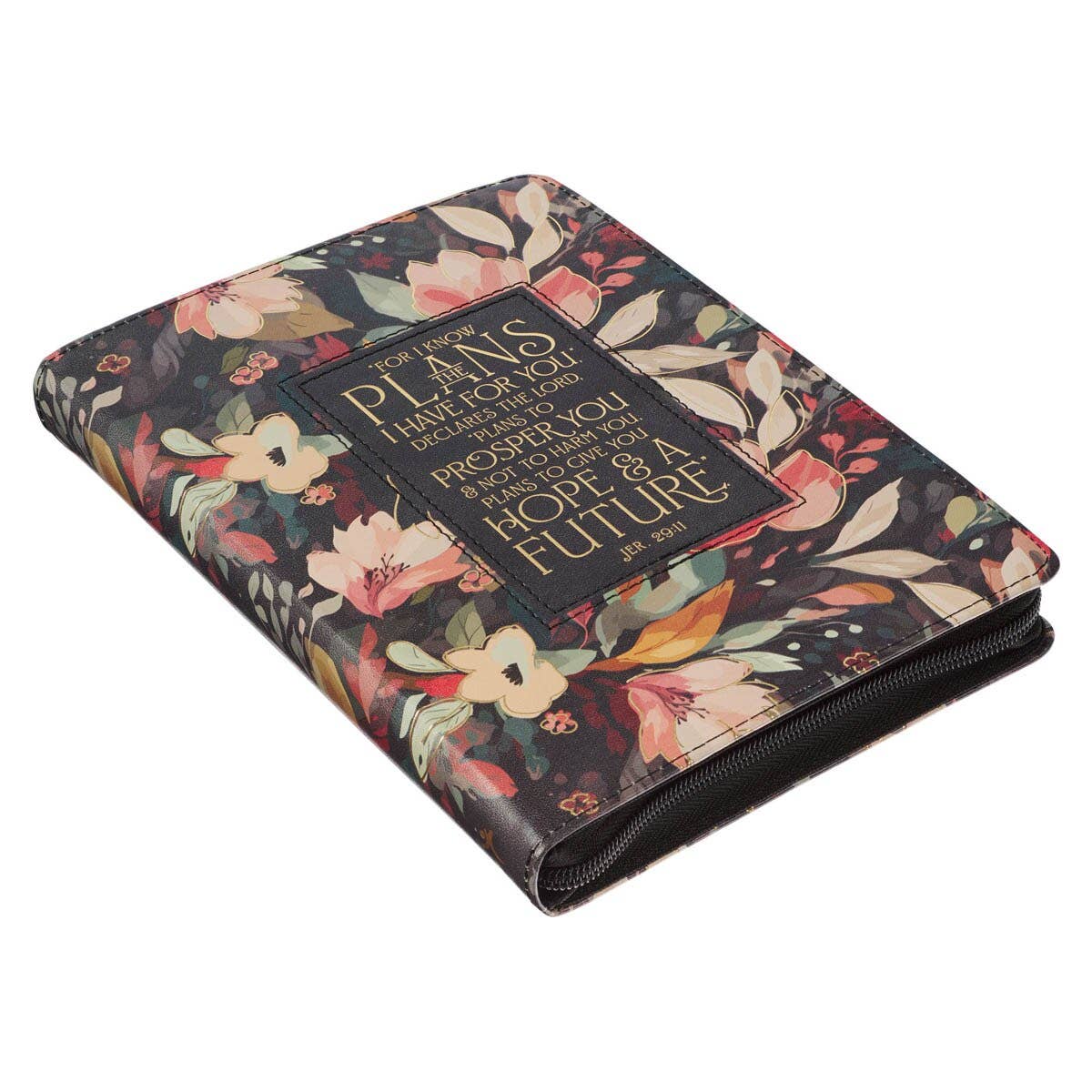 Hope and a Future Midnight Botanical Faux Leather Journal with Zipper Closure | Journals | 2