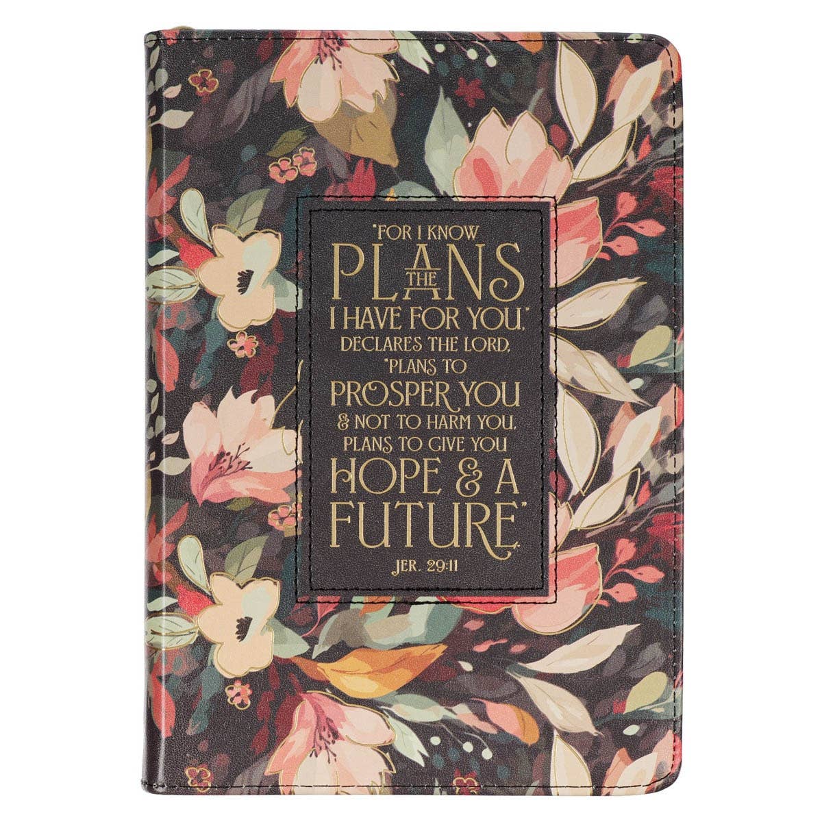 Hope and a Future Midnight Botanical Faux Leather Journal with Zipper Closure | Journals | 1