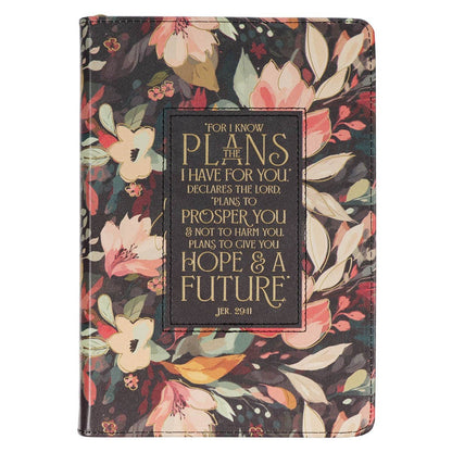 Hope and a Future Midnight Botanical Faux Leather Journal with Zipper Closure | Journals | 1
