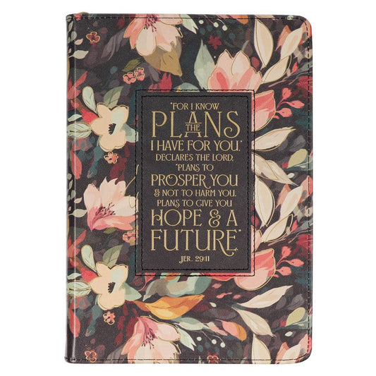 Hope and a Future Midnight Botanical Faux Leather Journal with Zipper Closure | Journals | 1