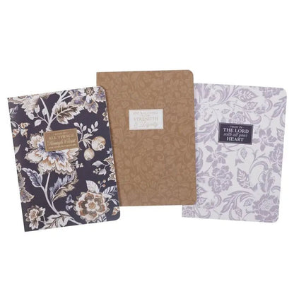 I Can Do All Things Honey-brown and Navy Large Notebook Set - Philippians 4:13 - Notebooks