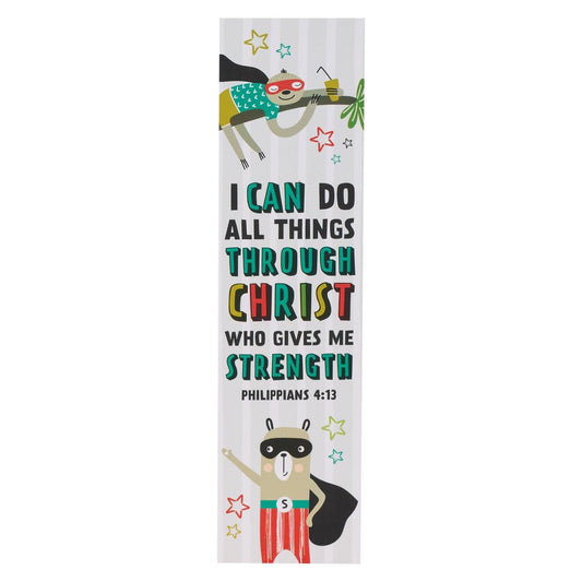 I Can Do All Things Raccoon Superhero Sunday School/Teacher Bookmark Set - Philippians 4:13 | Bookmarks | 1