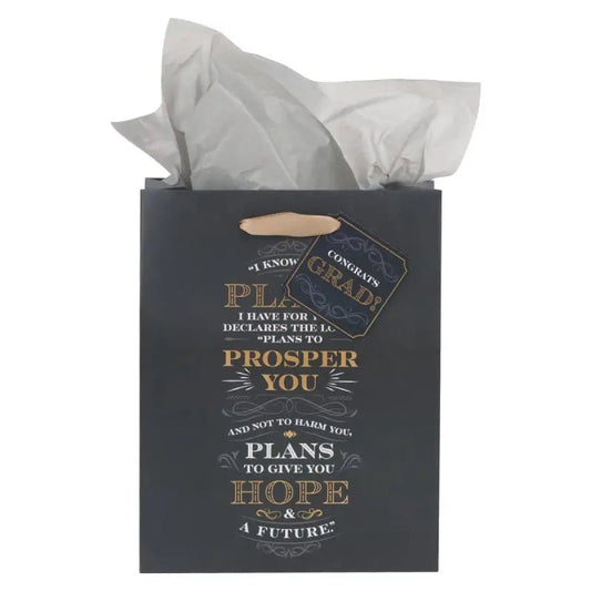 I Know the Plans Gray Medium Gift Bag - Jeremiah 29:11 - Gift Bags