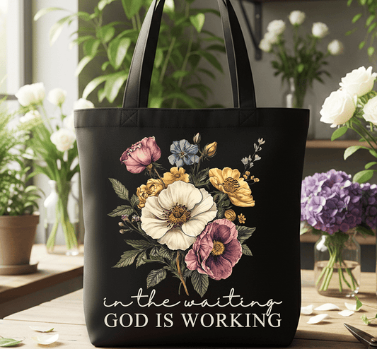 In the Waiting God Is Working Christian Tote Bag | Bags | 1