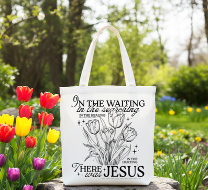 In the Waiting There Was Jesus Christian Floral Canvas Tote Bag | Bags | 2