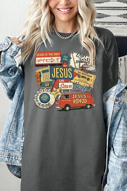 Jesus Can Save Collage Graphic Heavy Cotton Tee | Unisex T-Shirts | 2