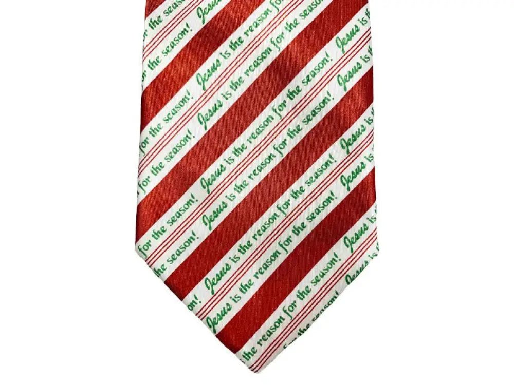 Jesus Is Reason - Candy Cane Polyester Tie - Neckties