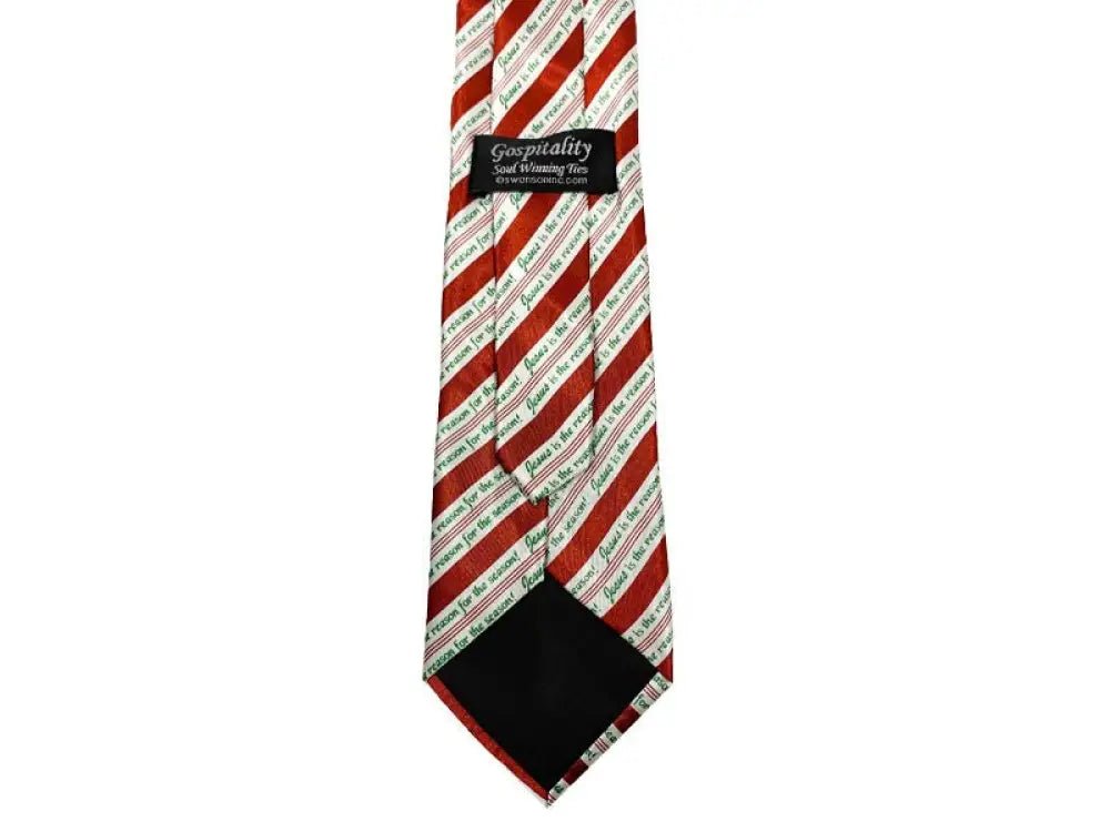 Jesus Is Reason - Candy Cane Polyester Tie - Neckties