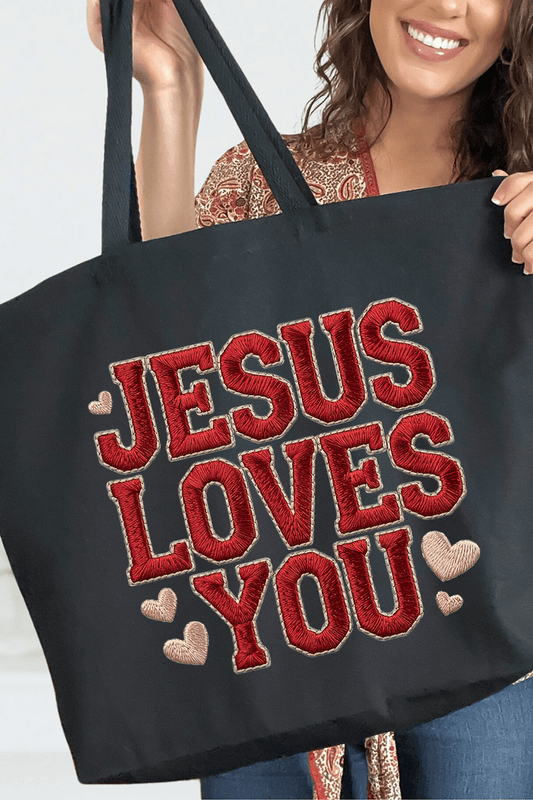 “Jesus Loves You” Canvas Jumbo Tote Bag | Bags | 1