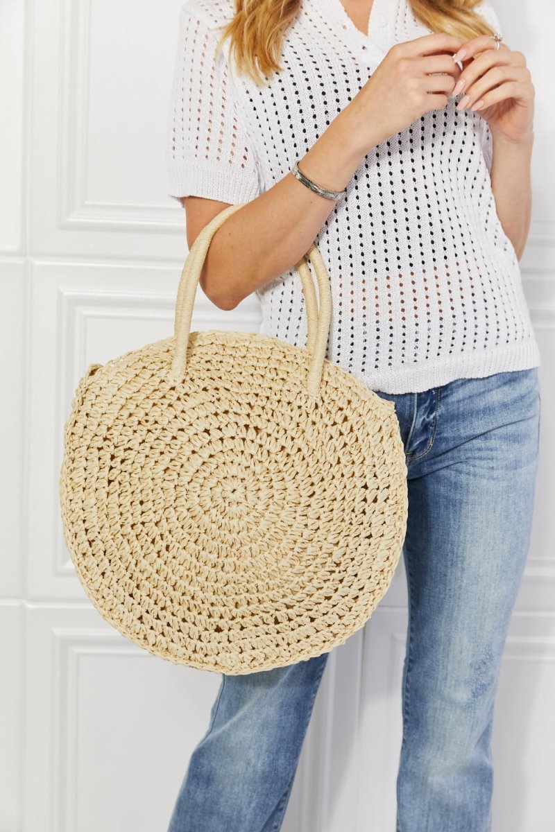 Justin Taylor Beach Date Straw Rattan Handbag in Ivory | Handbags | 1