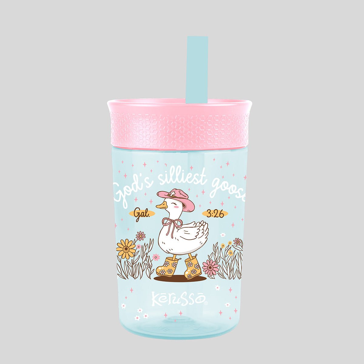 Kerusso 15 oz Silicone Straw Cup Goose & Lamb (2 Pack) | Kids Cups | 3