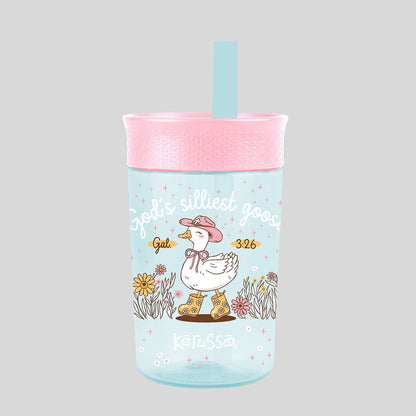 Kerusso 15 oz Silicone Straw Cup Goose & Lamb (2 Pack) | Kids Cups | 3