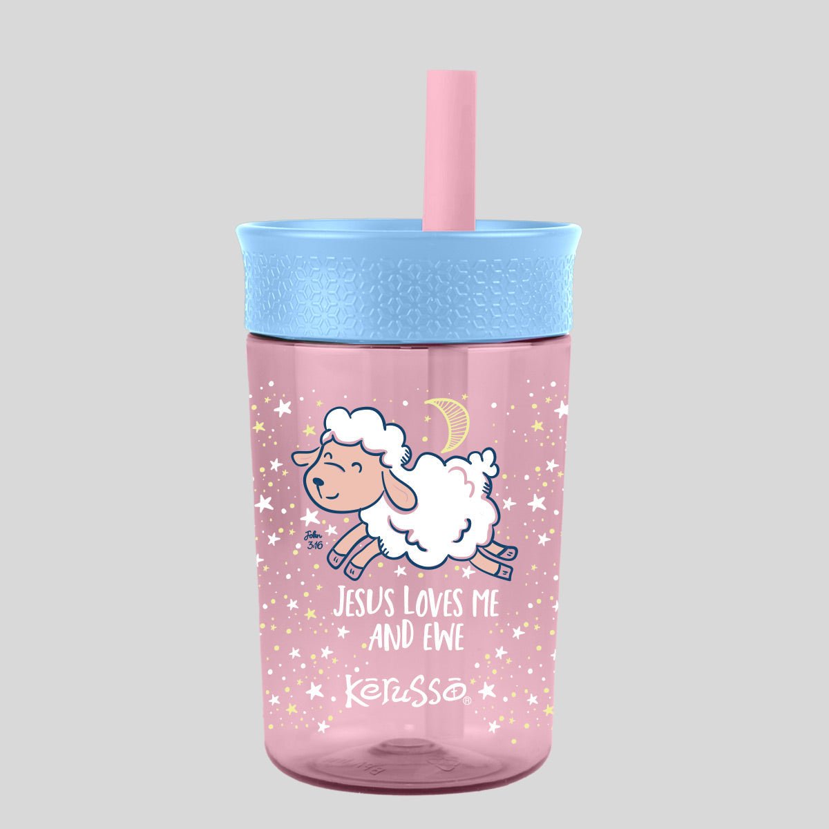 Kerusso 15 oz Silicone Straw Cup Goose & Lamb (2 Pack) | Kids Cups | 4