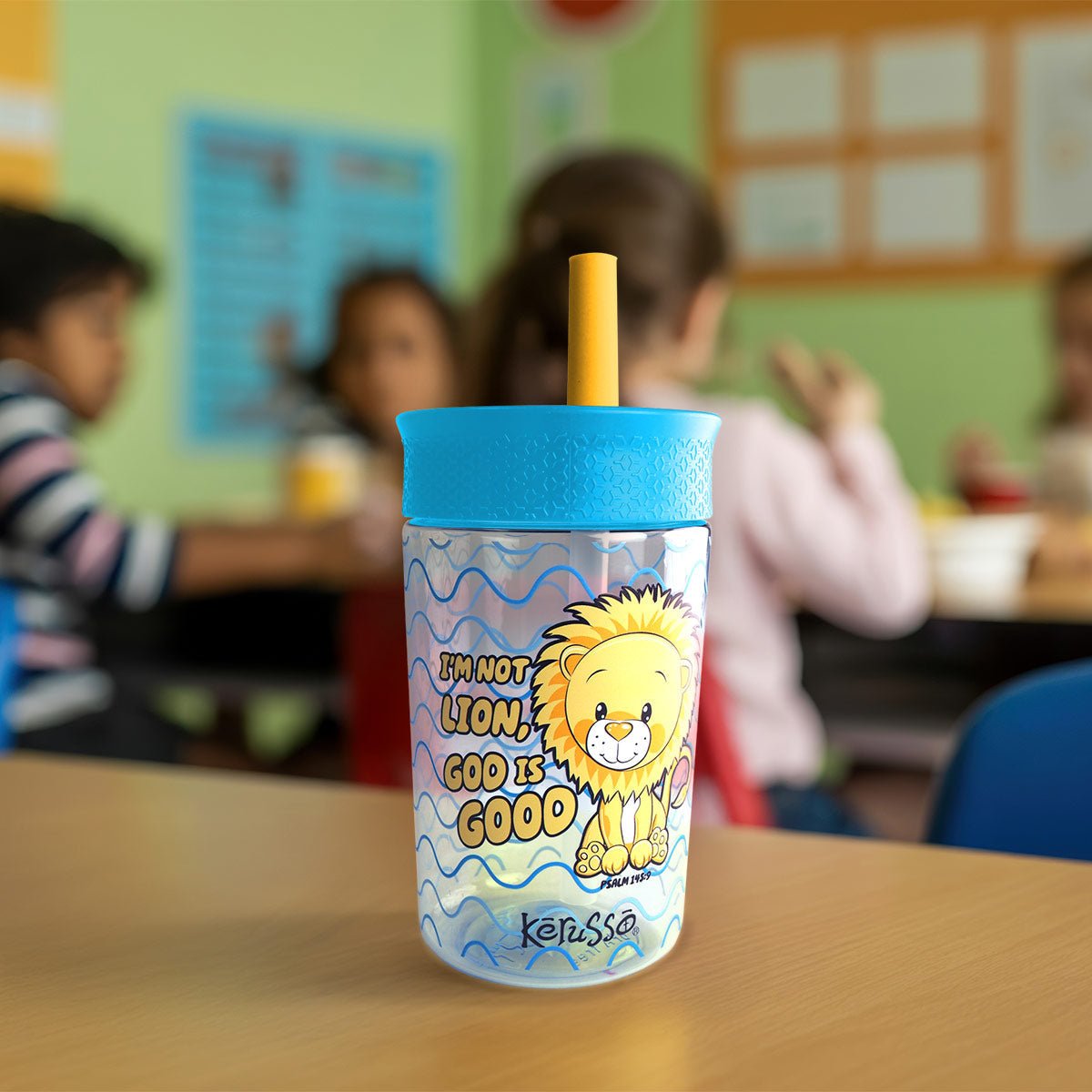 Kerusso 15 oz Silicone Straw Cup Raccoon & Lion (2 Pack) | Kids Cups | 7