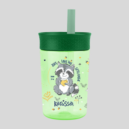 Kerusso 15 oz Silicone Straw Cup Raccoon & Lion (2 Pack) | Kids Cups | 3