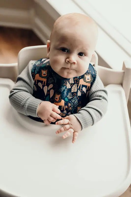 Lion Silicone Bib with Crumb Catcher by Three Little Tots - Baby Bibs