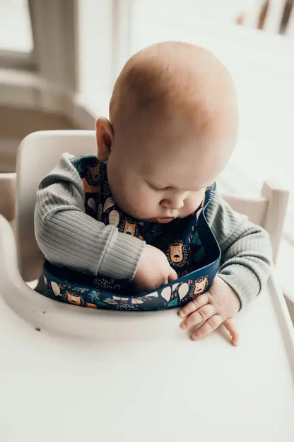 Lion Silicone Bib with Crumb Catcher by Three Little Tots - Baby Bibs