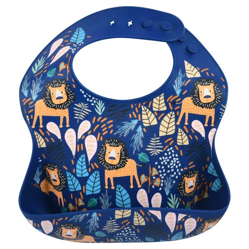 Lion Silicone Bib with Crumb Catcher by Three Little Tots - Baby Bibs