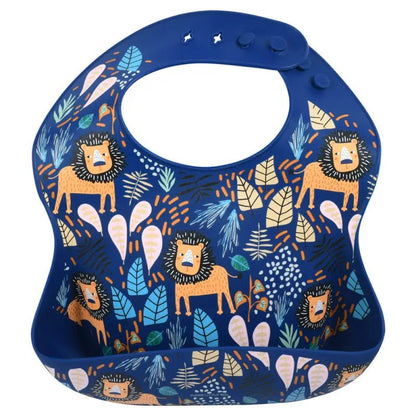 Lion Silicone Bib with Crumb Catcher by Three Little Tots - Baby Bibs