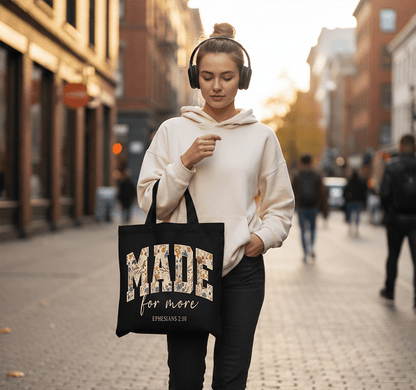 Made for More Ephesians 2:10 Christian Floral Canvas Tote Bag | Bags | 4