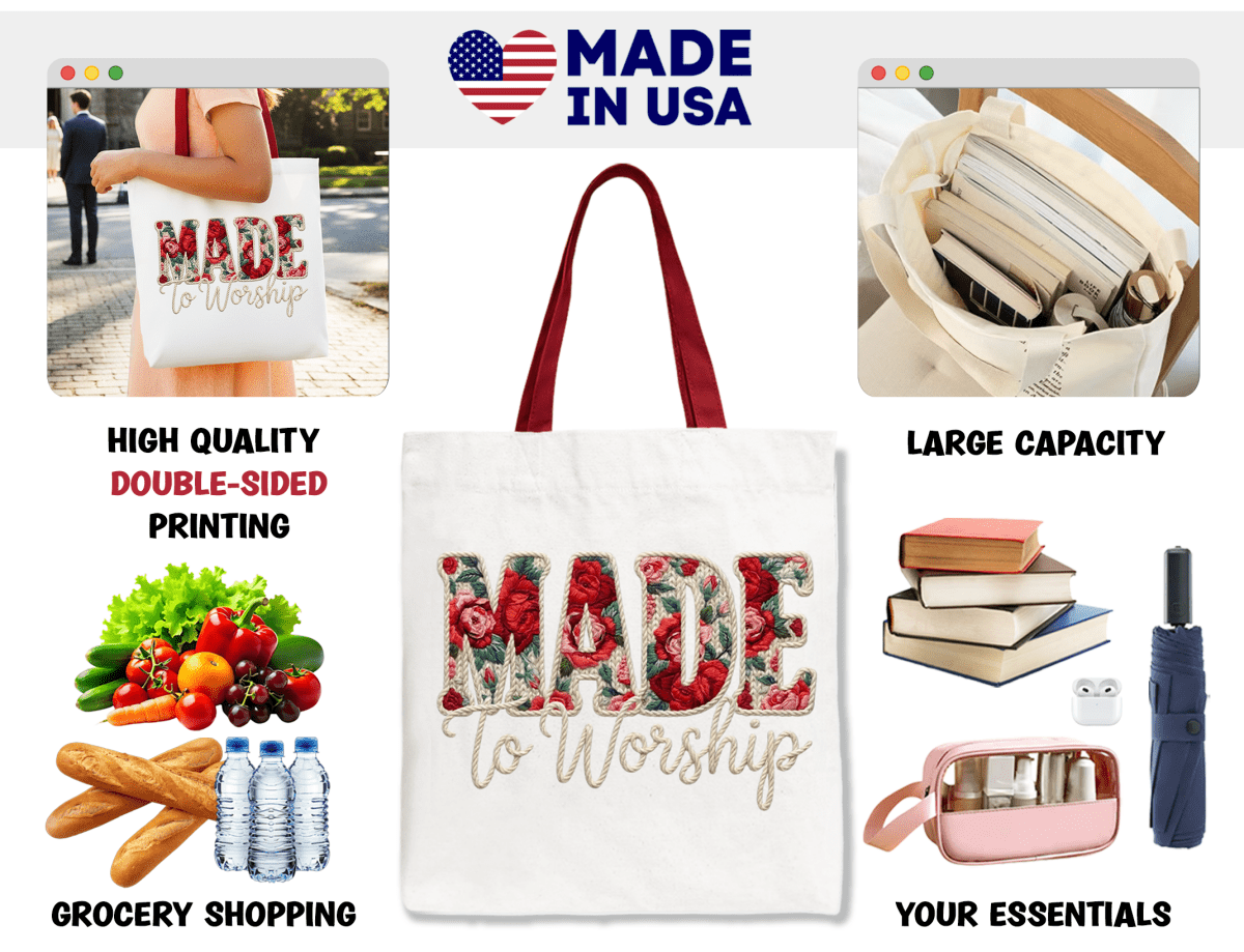 Made to Worship Christian Tote Bag | Bags | 3