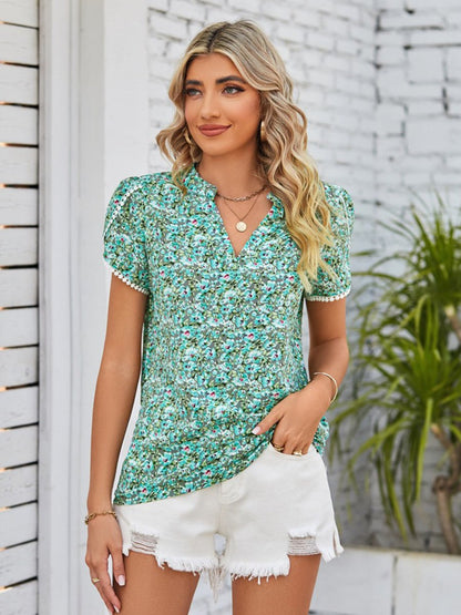 Mandy Floral Notched Neck Blouse | Tops | 3