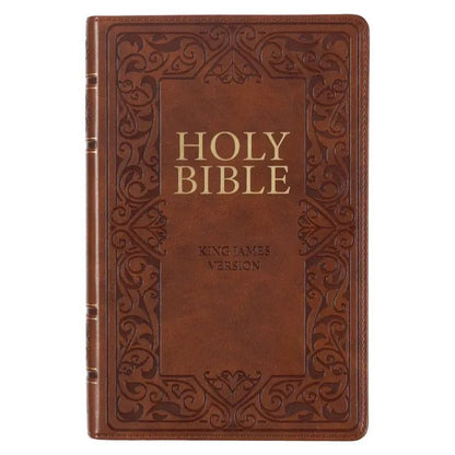 Medium Brown King James Version Deluxe Gift Bible with Thumb Index - Bibles