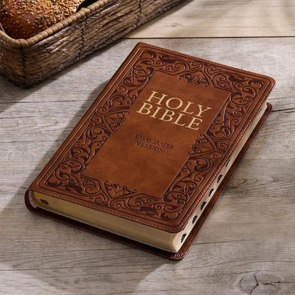 Medium Brown King James Version Deluxe Gift Bible with Thumb Index - Bibles