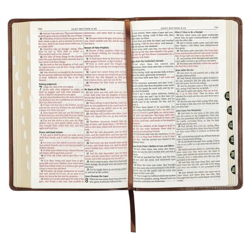 Medium Brown King James Version Deluxe Gift Bible with Thumb Index - Bibles
