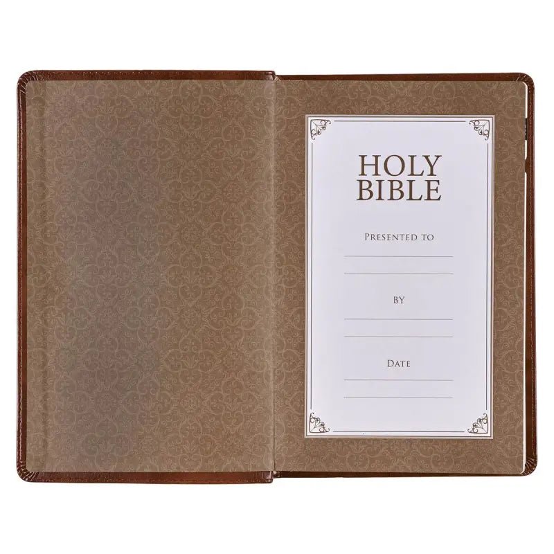 Medium Brown King James Version Deluxe Gift Bible with Thumb Index - Bibles